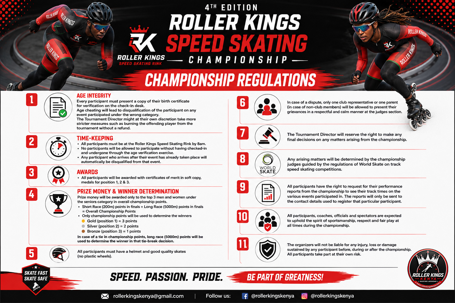 4th Edition Roller Kings Speed Skating Championship Regulations